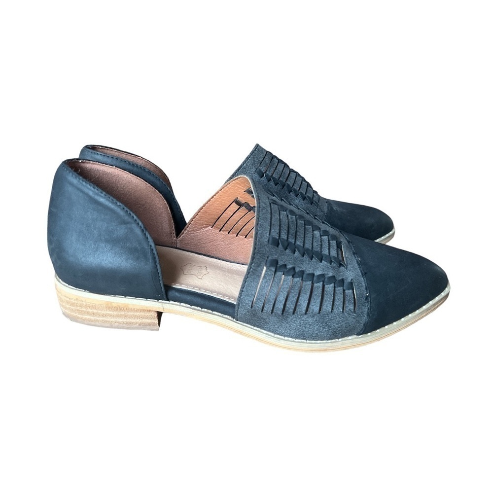 Mi.iM Womens Slate Gray Black Woven D’Orsay Slip On Leather Shoes Buckle, Size 7